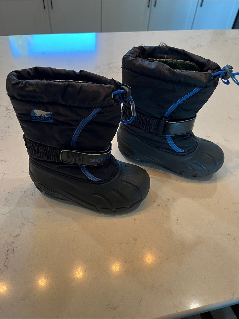 Sorel Kids Black and Blue Snow Boots